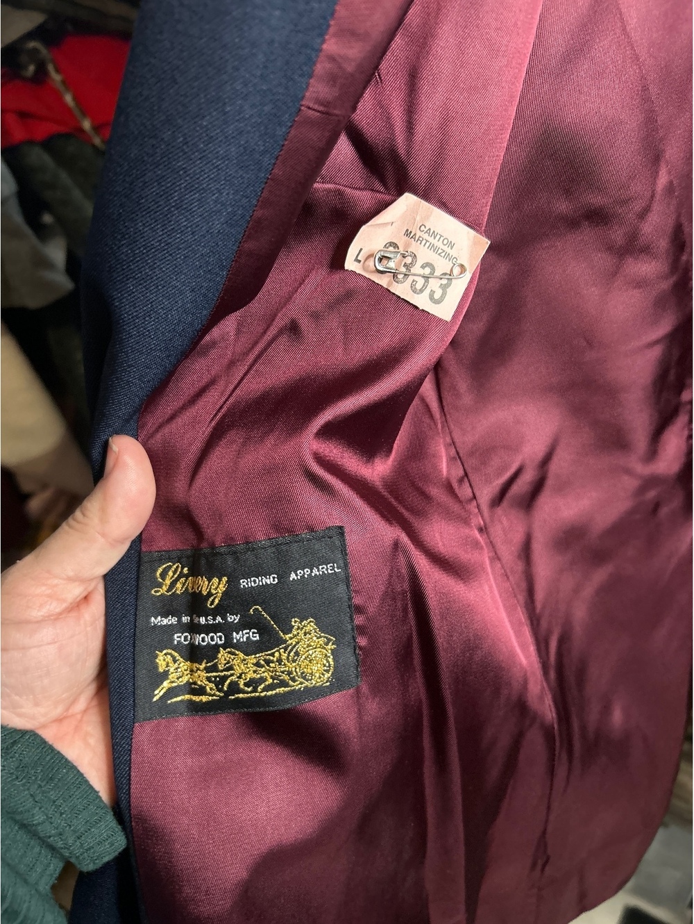 Livery Riding Apparel Navy Blue Riding Jacket Size 16 - Picture 5 of 12